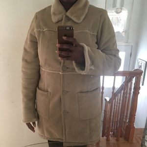 Mid-length shearling faux fur coat